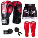 Ver imagem 1 de Kit Boxe Muay Thai Fheras Top Elite Vermelho (03002140)
