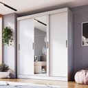 Ver imagem 1 de Guarda-roupa Casal Solano 3 Portas 2 Gavetas com Espelho Branco - Pnr Móveis