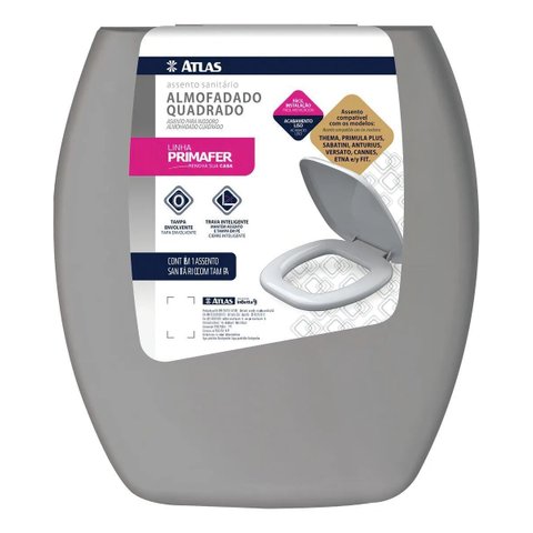 Assento Sanitario Almofadado Quadrado Cinza Primafer(atlas) Pr1064-5
