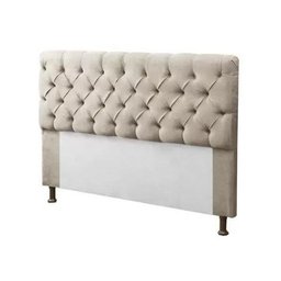 Cabeceira Mirage Para Cama Box King 195cm Com Capitonê Suede:Bege - 1 Cabeceira Mirage Para Cama Box King 195cm Com Capitonê Suede:Bege - 1