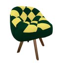 Ver imagem 2 de Poltrona Paloma Escritório Sala Giratória Madeira Suede Verde e Suede Amarelo - Dominic Decor