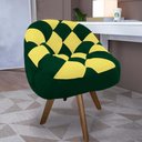 Ver imagem 1 de Poltrona Paloma Escritório Sala Giratória Madeira Suede Verde e Suede Amarelo - Dominic Decor