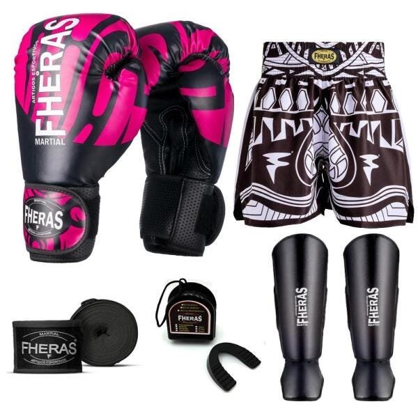 Kit Boxe Muay Thai Fheras Top Elite Rosa (03002496) - 1