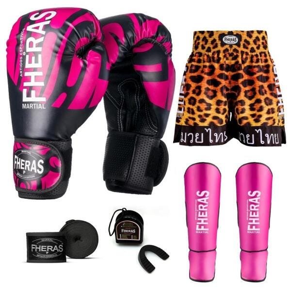 Kit Boxe Muay Thai Fheras Top Elite Rosa (03002501) - 7