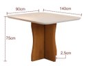 Ver imagem 2 de Mesa de Jantar 4 Lugares Retangular Moderna Bella, Tampo Chanfrado Mdf/vidro, Base Madeira Maciça