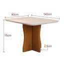 Ver imagem 2 de Mesa de Jantar 4 Lugares Retangular Moderna Bella, Tampo Chanfrado Mdf/vidro, Base Madeira Maciça