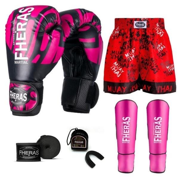 Kit Boxe Muay Thai Fheras Top Elite Rosa (03002506) - 7