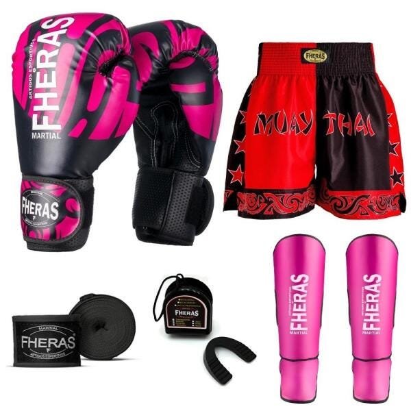 Kit Boxe Muay Thai Fheras Top Elite Rosa (03002510) - 7