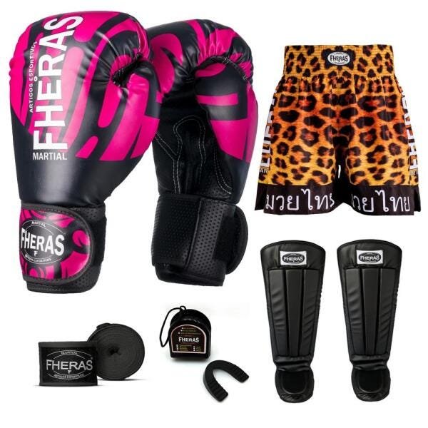 Kit Boxe Muay Thai Fheras Top Elite Rosa (03002356) - 7