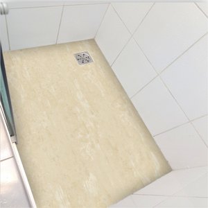 Piso vinil para box mármore bege travertino antiderrapante - 1,20 x 0,97 metros