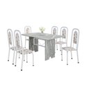 Ver imagem 2 de Conjunto Sala de Jantar com 6 Cadeiras Lara Branco/Arabesco
