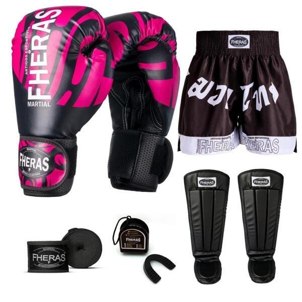 Kit Boxe Muay Thai Fheras Top Elite Rosa (03002359) - 7