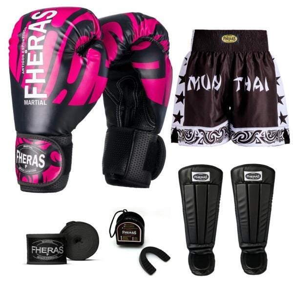 Kit Boxe Muay Thai Fheras Top Elite Rosa (03002358) - 6