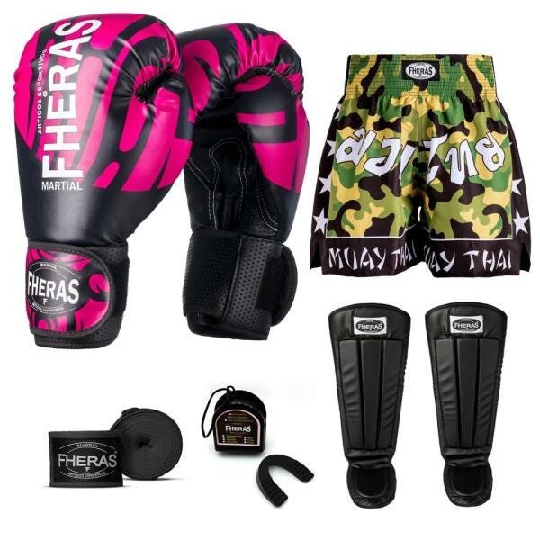 Kit Boxe Muay Thai Fheras Top Elite Rosa (03002360) - 7