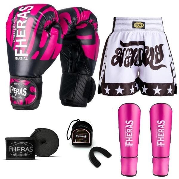 Kit Boxe Muay Thai Fheras Top Elite Rosa (03002515) - 7