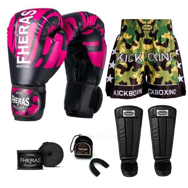 Kit Boxe Muay Thai Fheras Top Elite Rosa (03002362) - 7