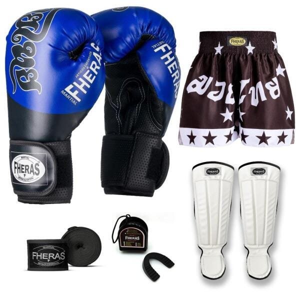 Kit Boxe Muay Thai Fheras Top Tailandesa Azul (03002559) - 7