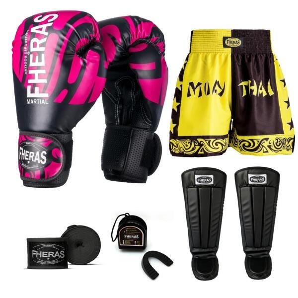 Kit Boxe Muay Thai Fheras Top Elite Rosa (03002363) - 7