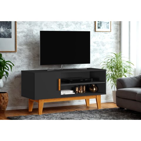 Rack Denver Tv 42 Polegadas 2 Dobradiças Aço Prateleiras:preto/naturale