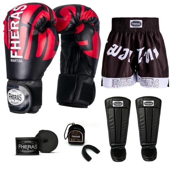 Kit Boxe Muay Thai Fheras Top Elite Vermelho (03002108) - 1