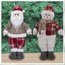 Dupla Boneco de Natal Boneco de Neve e Papai Noel Xadrez 37cm - 1