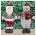Ver imagem 1 de Dupla Boneco de Natal Boneco de Neve e Papai Noel Xadrez 37cm