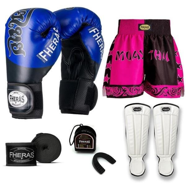 Kit Boxe Muay Thai Fheras Top Tailandesa Azul (03002568) - 6