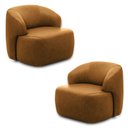 Ver imagem 1 de Kit 2 Poltronas Decorativas Charlote Sala de Estar Base Fixa Couro Caramelo Manchado G88 - Gran Belo