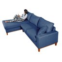 Ver imagem 3 de Sofa Living California 4 Lugares com Chaise Revestido Linho Base em Madeira:azul/direito