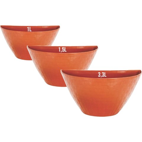 Vaso Meia Lua Rattan 3Tamanho Jardim Horta Vertical Ceramica