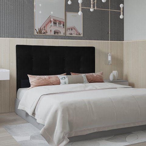 Cabeceira Casal 1,60m Berlim Corino Preto SKY MOBILE