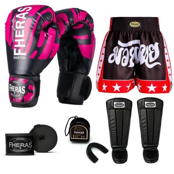 Kit Boxe Muay Thai Fheras Top Elite Rosa (03002368) - 7