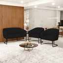 Ver imagem 2 de Sofá Namoradeira e 2 Poltronas Base Industrial Preto Stella Linho Preto A79 D03 - D'Rossi