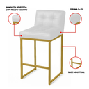 Ver imagem 2 de Banqueta Cozinha Alta Bistrô Bancada com Encosto Industrial Kit 2 Dourado Lirina Pu Branco