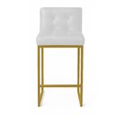 Ver imagem 5 de Banqueta Cozinha Alta Bistrô Bancada com Encosto Industrial Kit 2 Dourado Lirina Pu Branco