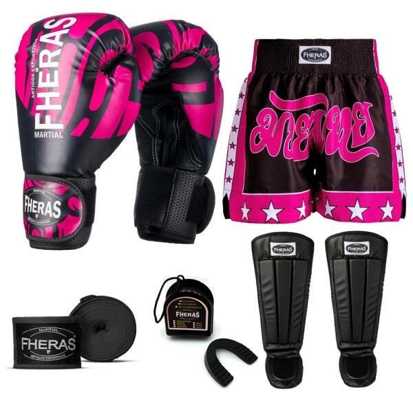 Kit Boxe Muay Thai Fheras Top Elite Rosa (03002372) - 1