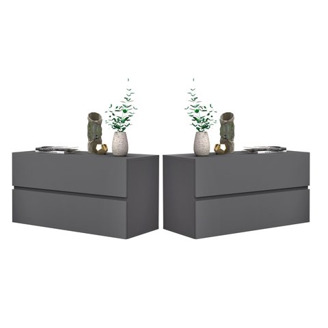 Conjunto Mesa de cabeceira eros 60cm cinza suspenso