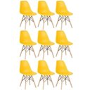 Ver imagem 1 de Kit 9 Cadeiras Charles Eames Eiffel Dsw - Base de Madeira Clara - Amarelo Multicolorido