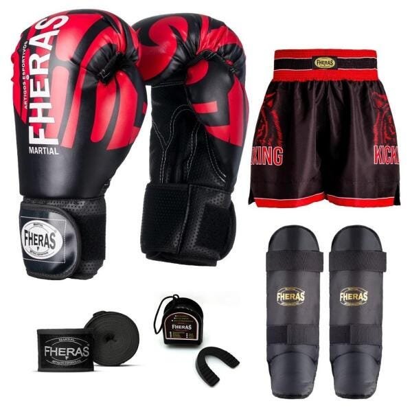 Kit Boxe Muay Thai Fheras Top Elite Vermelho (03002162) - 1