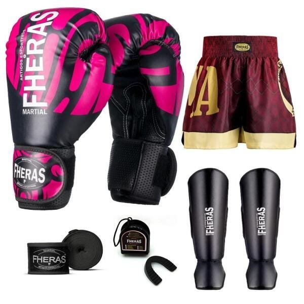 Kit Boxe Muay Thai Fheras Top Elite Rosa (03002481) - 1