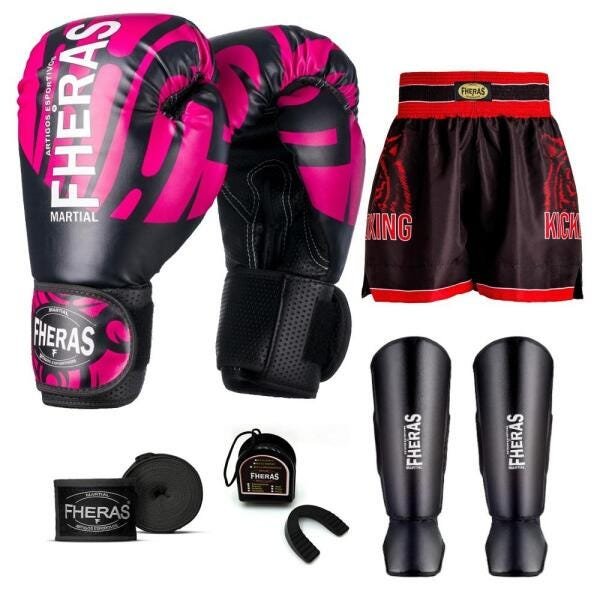Kit Boxe Muay Thai Fheras Top Elite Rosa (03002483) - 1