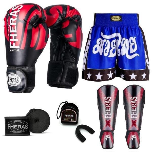 Kit Boxe Muay Thai Fheras Top Elite Vermelho (03002237) - 7