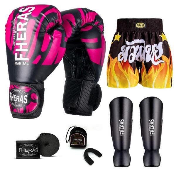 Kit Boxe Muay Thai Fheras Top Elite Rosa (03002484) - 7