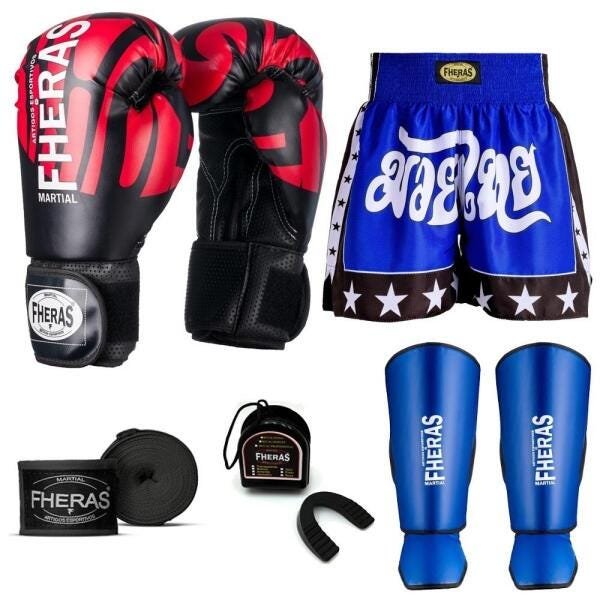 Kit Boxe Muay Thai Fheras Top Elite Vermelho (03002240) - 7
