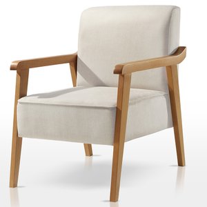 Poltrona Decorativa Sala Estar Linho Offwhite Lia