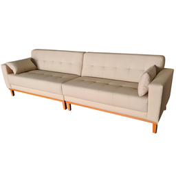 Sofá Gianni | Bipartido Acquablock & Base de Madeira | 260cm - Bege - 3