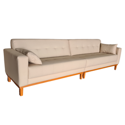 Sofá Gianni | Bipartido Acquablock & Base de Madeira | 260cm - Bege - 2