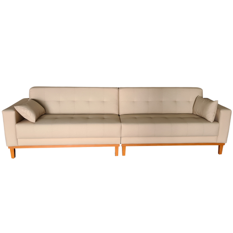 Sofá Gianni | Bipartido Acquablock & Base de Madeira | 260cm - Bege
