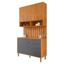 Ver imagem 1 de Aéreo com Balcão Painel Divina 120cm 4 Portas e 2 Gavetas Cinamomo/titanium