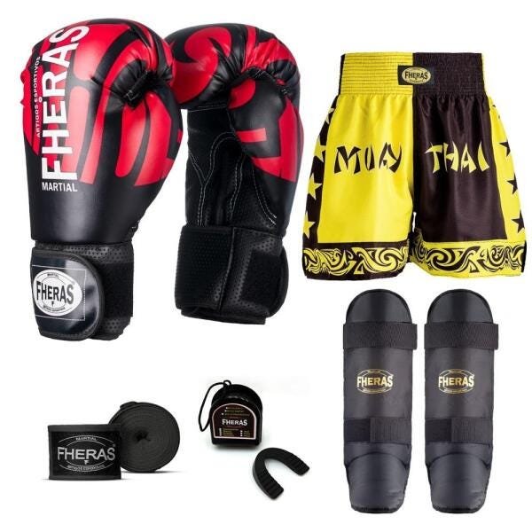 Kit Boxe Muay Thai Fheras Top Elite Vermelho (03002171) - 1